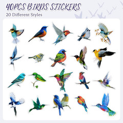 40PCS Bird Stickers, Bird Stickers Waterproof for Scrapbook Journal Laptop Gift