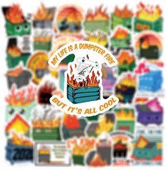 61PCS Dumpster Fire Stickers Vinyl Waterproof Stickers for Scrapbook,Journaling,