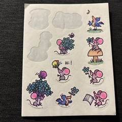 Vintage 1979 Hallmark Stickers Mice Mouse Bird 3 Loose Sheets Incomplete