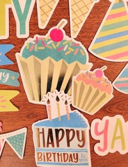 Birthday Party Pack/Scrap Paper-Vellum- Die Cuts-Gift Bags Tags And Tissue/New