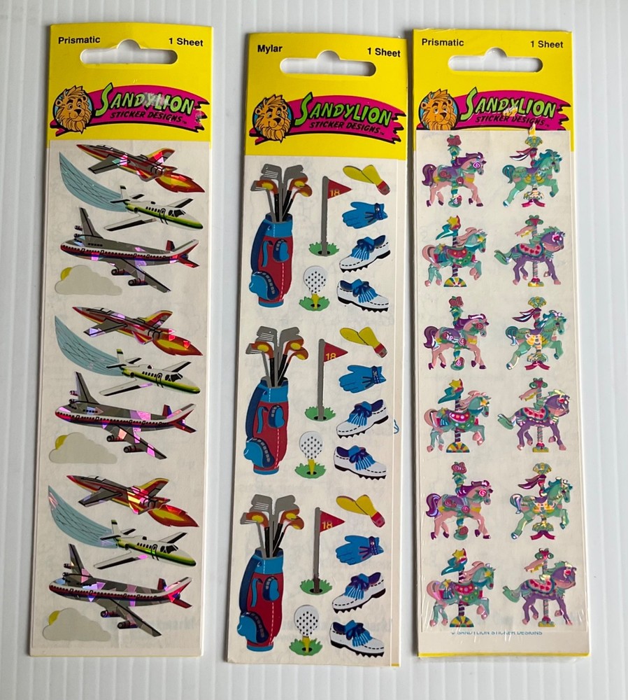 Sandylion Sticker Prismatic & Mylar Set Of 3 Sheets Sealed Retired VTG