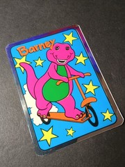 Vintage Barney Dinosaur Foil Mylar Vending Machine Sticker VTG 90s