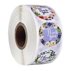 2 Roll of 1000pcs 1inch Assorted Floral Thank You Stickers Round Sealing Labels