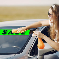 Chartreuse Green Vinyl Slogan Stickers – 12-Pack for Car Dealer Windshield Adver