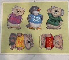 Hallmark Shirt Tales 1982 Fuzzy Animals Stickers 1 Sheet Collectible HTF