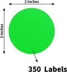 Fluorescent Green Stickers, Dot Stickers 2 Inch, Permanent Color Code Dot Labels