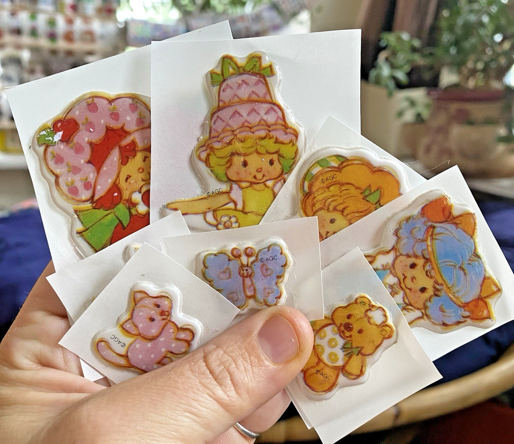 Vintage 80s Sticker Lot: Puffy Strawberry Shortcake And Pets Used Restored READ