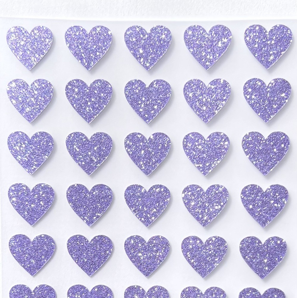 Violet Purple Glitter Heart Stickers! – 1/4″ to 3 inch – Cute & Sparkly!