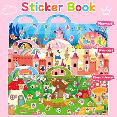 3-Set Reusable Jelly Sticker Books Toddlers 3-6 Yrs: Princess, Mermaid, Elves