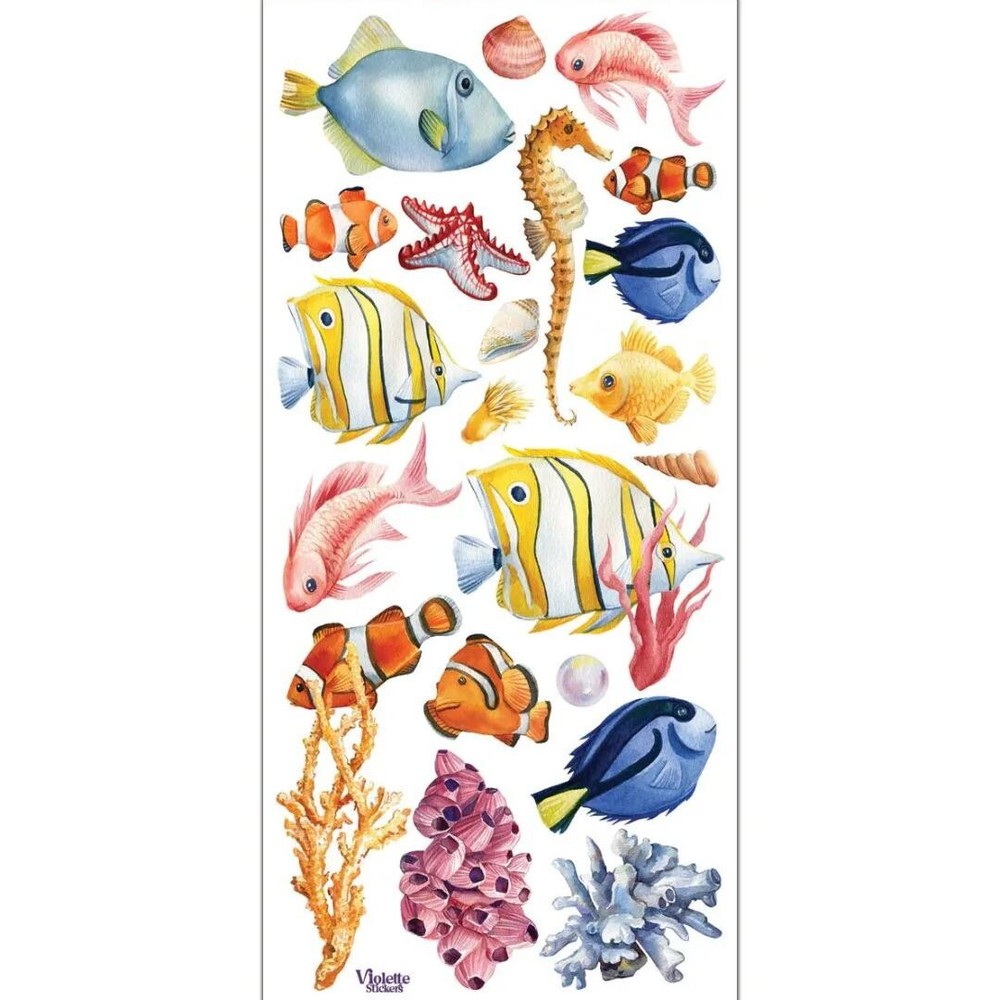 Violette Stickers – Fish in the Ocean – 1 Sticker Sheet for Stationary & More