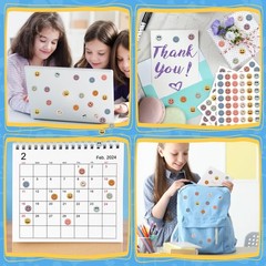 7200Pcs Boho Happy Face Stickers Round Mini Incentive Decals for Students, T…