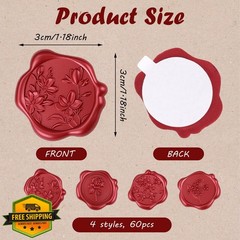 WSICSE 60pc Red Wax Seal Stickers Rose