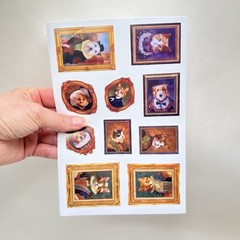 Dog Cat Framed Portrait Stickers 3 Sheets Scrapbook Junk Journal Collage