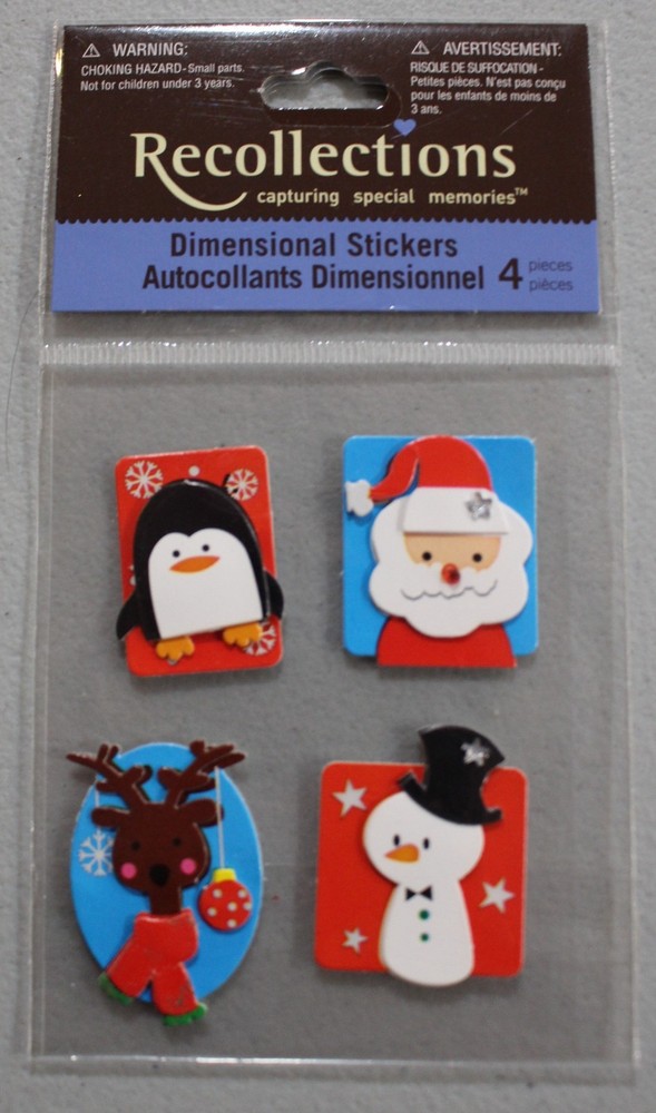 New Recollections scrapbook stickers Christmas Santa penguin reindeer snowman