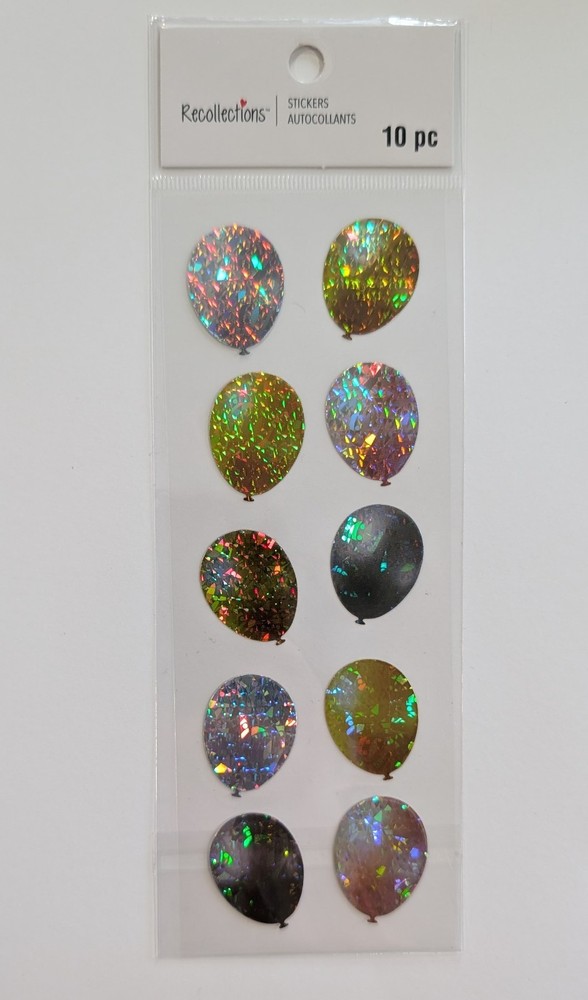 Prismatic Gold & Silver Balloons Flat Scrapbooking Stickers by Recollections