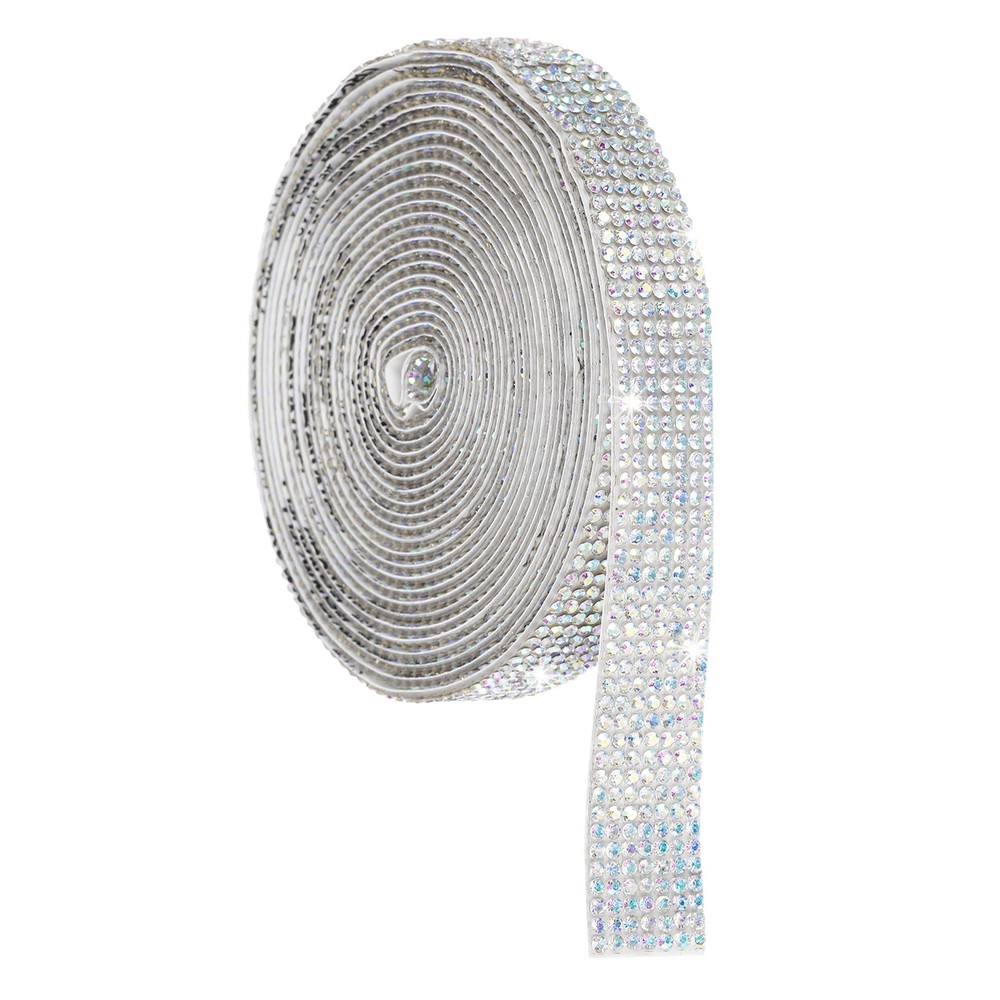 4 Yard 7 Rows Self Adhesive Crystal Rhinestone Ribbon Roll AB Color
