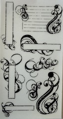 BLACK SWIRL LABELS Rub-On Transfers(4-1/4”x 8”)Tag •Word•Journaling•Card Making•