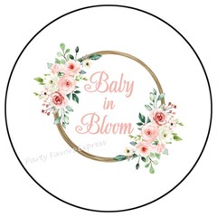 BABY IN BLOOM GIRL PINK ENVELOPE SEALS LABELS STICKERS PARTY FAVORS