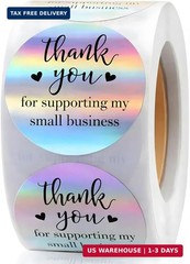 500 PCS Holographic Thank You for Supporting My Small Business Stickers – 1.5 In