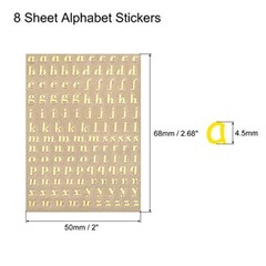 8 Sheets Letter Resin Stickers 3D Small A to Z Mini Alphabet Sticker Gold