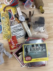 Junk Drawer Vintage Supplies Steampunk Mixed Media Pewter Game Pieces Buttons