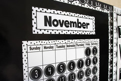 Calendar Days Pack Black and White Crazy Circles Reusable Charts 36 Pieces
