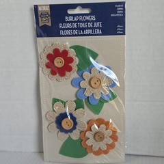 Burlap Flowers & Birds Scrapbooking Stickers by Little Yellow Bicycle