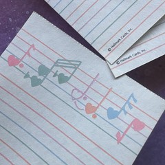 Vintage 80s 90s Hallmark Cards Inc. Music Note Stationary Paper Three Sheets Lot