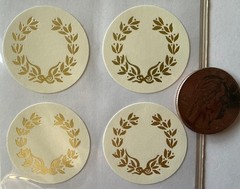 GOLD LAUREL WREATH SEAL Stickers (48pc)Martha Stewart •Letters•Mail•Card making•