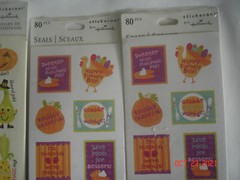LOT 4 SEALED PKGS. HALLMARK STICKERONI STICKERS 8 Sheets per Pkg. THANKSGIVING+