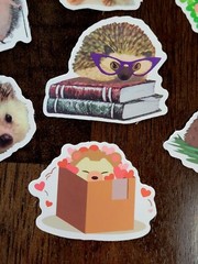 STICKERS x 10 Hedgehogs SASSY Cute Baby Hedgehog Sticker Book Love Flowers HO4