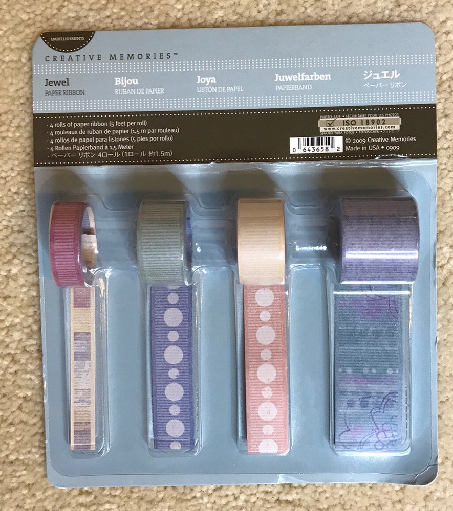Creative Memories Paper Ribbons – Jewel Colors 4 Rolls RETIRED – NEW