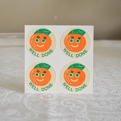 Vintage Scratch & Sniff 1977 CTP stickers MATTE ORANGE SHEET OF 4