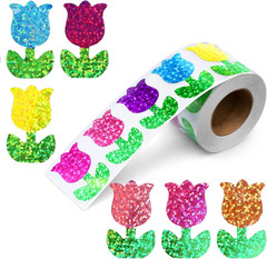 500 PCS Glitter Tulip Flower Stickers 1.5 Inch, Spring Self-Adhesive Decor
