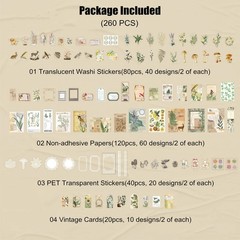 260PCS Vintage Journaling Scrapbooking Supplies Scrapbook Sticker Paper Ephem…