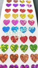HAMBLY STUDIOS STICKERS PRISMATIC MULTICOLOR MINI HEARTS RED GREEN PINK VINTAGE