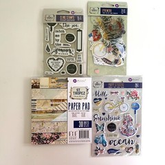 Lot of PRIMA St Tropez Scrapbooking Paper Puffy Stickers Ephemera Clear Stamps