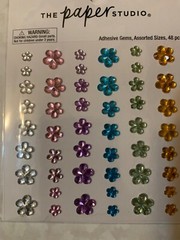 THE PAPER STUDIO 3D ADHESIVE GEMSTONE MULTI-COLOR MULTI-SIZES FLOWERS 48PCS
