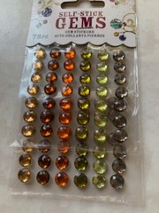 DARICE SELF-STICK GEMS TWO SHEETS GEMSTONE MULTI-COLOR DOTS MIXED ROUNDS 78PCS