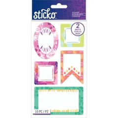 Craft Stickers Sticko Brush Stroke Labels Watercolors Tags Write On Pink Green