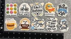 Lot of 10 Assorted Positive Affirmation Stickers Smile Happy Love Fitness