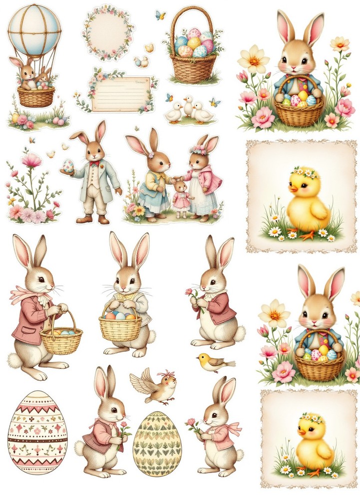 Easter Decoupage Rice Paper For Ornament-Wood Art A4 1 Sheet Collage