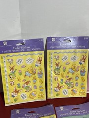 6 Packs of Vintage Easter Stickers, Each Pack Contains 4 Sheets of Stickers