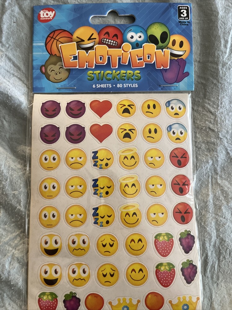 ✅14 Lot6 Sheets/80 Stickers Emoji Smile Sticker Cut Love Emoticon Stickers, new.