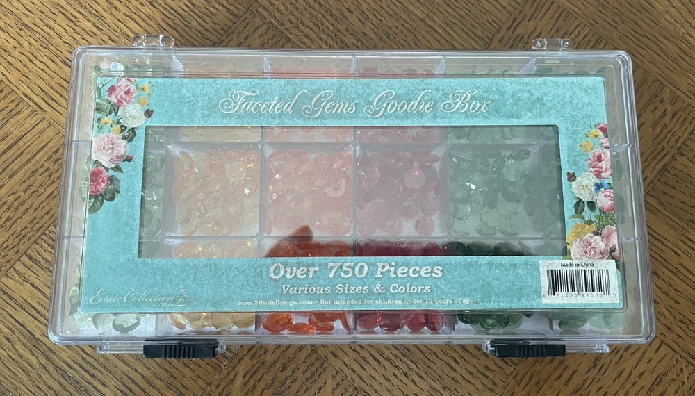 3 Birds Design Faceted Gems Goodie Box Over 750 Pcs Estate Collection
