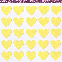 Yellow Glitter Heart Sticker Sheet! – 1/4″ to 3 inch – Cute & Sparkly!