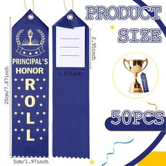 50 PCS Principal Honor Roll Award Ribbons 8 x 2 Inches Achievement Rope