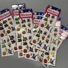 Lot Of 13 Sheets Of Vintage 80s 90s Halloween Stickers Shiny Holographic