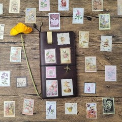 Vintage Postage Stamp Stickers for Scrapbook, 100 Pcs Deco Fake 100