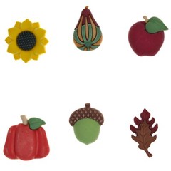 Buttons Galore FALL FRIENDS Set of Novelty 3D Embellishments Shank Buttons